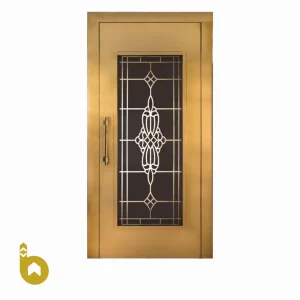 درب لولایی طبقه آسانسور در طرح استیل طلایی