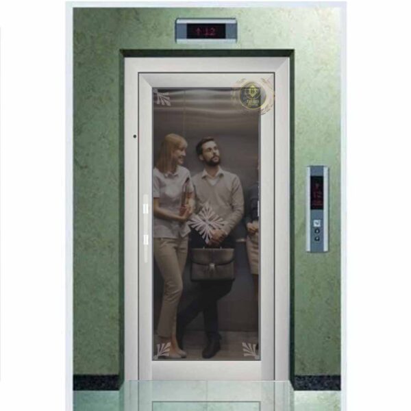 درب لولایی شیشه ای آسانسور - طرح گل - کد 103